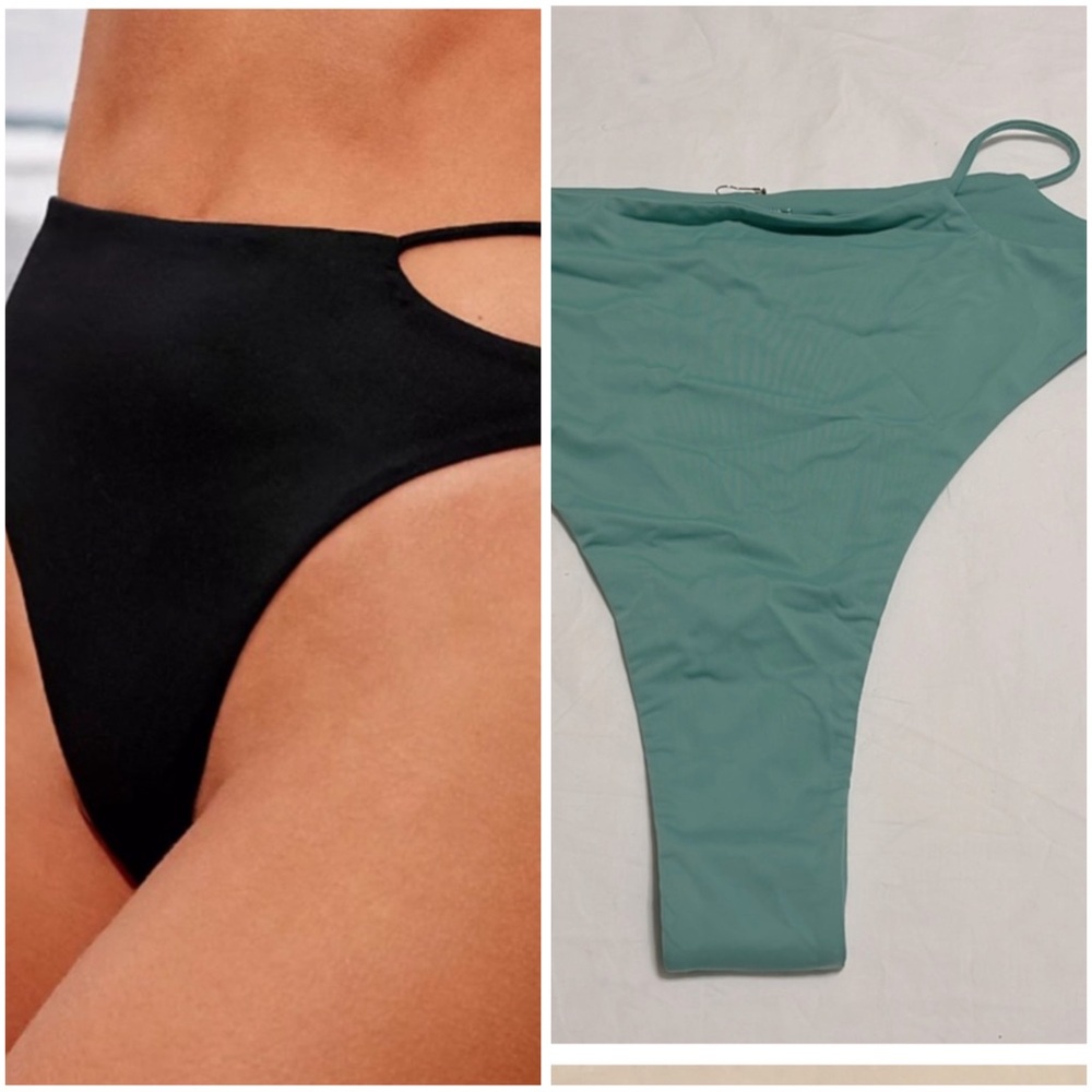 NEW Riot swim bikini bottom side cut size Large